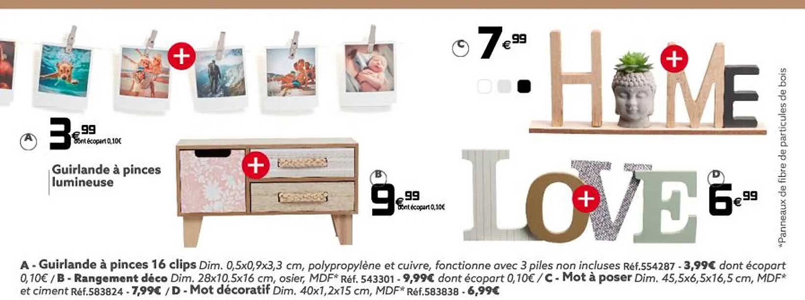 Guirlande à Pinces Lumineuse, Rangement Déco, Mot à Poser, Mot Décoratif