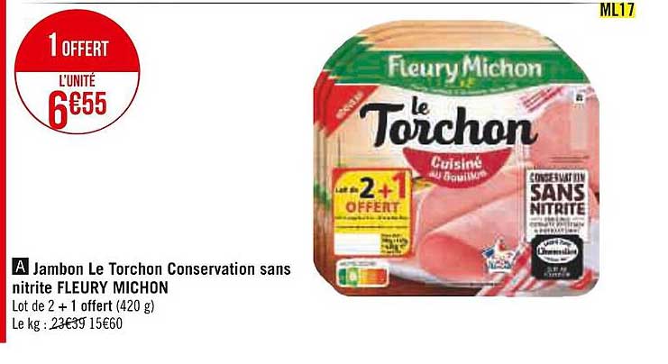 jambon le torchon conservation sans nitrite fleury michon