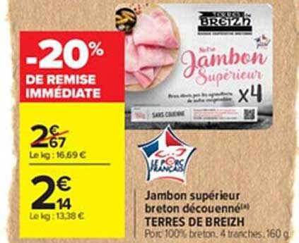 Jambon Supérieur Breton Découenné Terres De Breizh