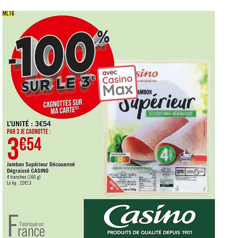 Jambon Supérieur Découenné Dégraissé Casino