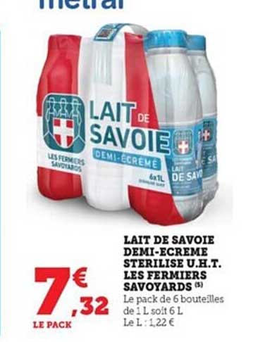 lait de savoie demi-écrémé stérilisé u.h.t. les fermiers savoyards