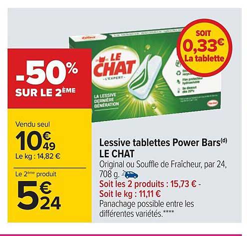 lessive tablettes power bars le chat