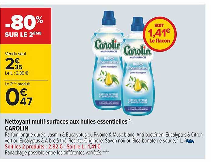 nettoyant multi-surfaces aux huiles essentielles carolin