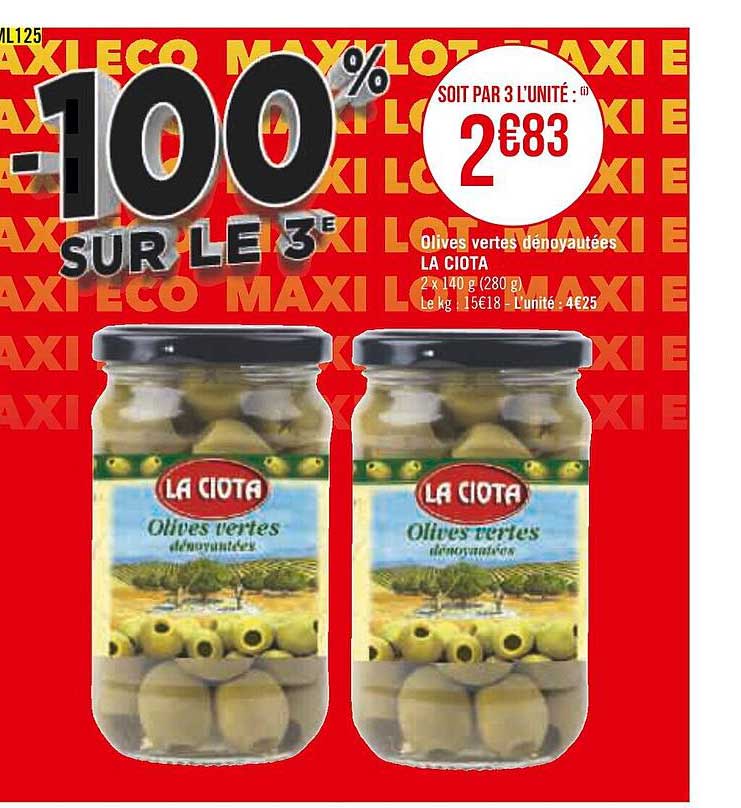 Olives Vertes Dénoyautées La Ciota