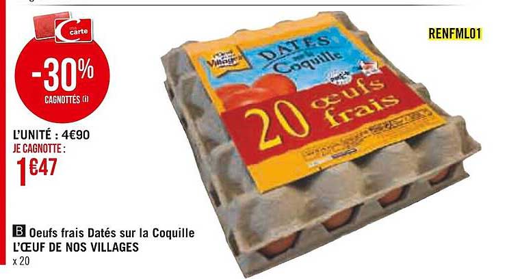 œufs frais datés sur la coquille l'œuf de nos villages