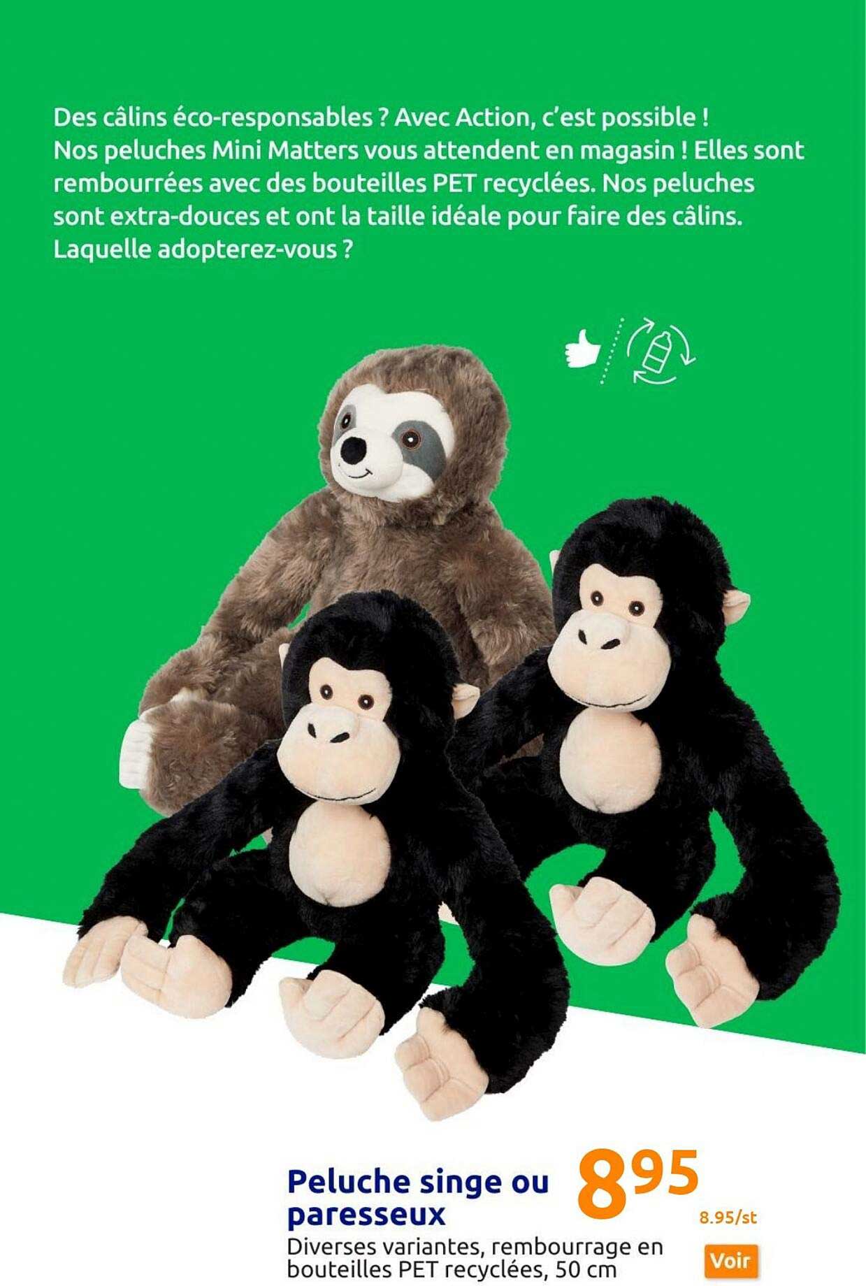 peluche singe ou paresseux