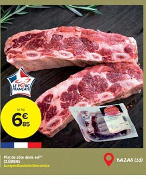 plat de côte demi-sel clémens