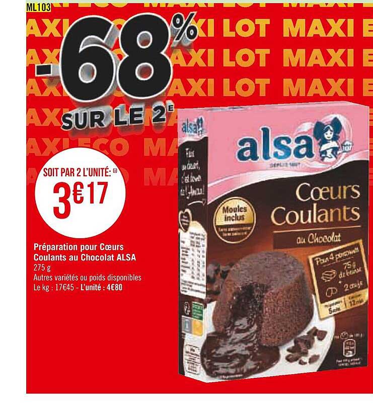 Préparation Pour Cœurs Coulants Au Chocolat Alsa