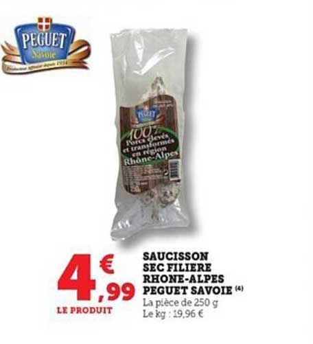 Saucisson Sec Filière Rhône-alpes Peguet Savoie