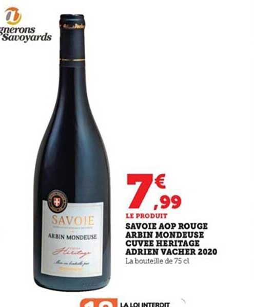 savoie aop rouge arbin mondeuse cuvée héritage adrien vacher 2020