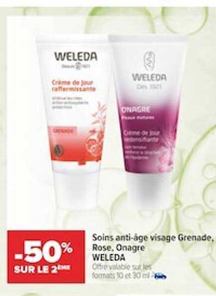 soins anti-âge visage grenade, rose, onagre weleda