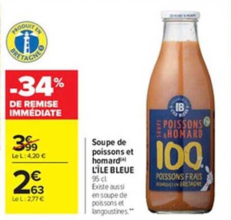 soupe de poissons et homard l'île bleue