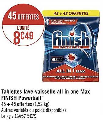 Tablettes Lave-vaisselle All In One Max Finish Powerball