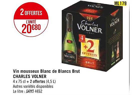 vin mousseux blanc de blancs brut charles volner
