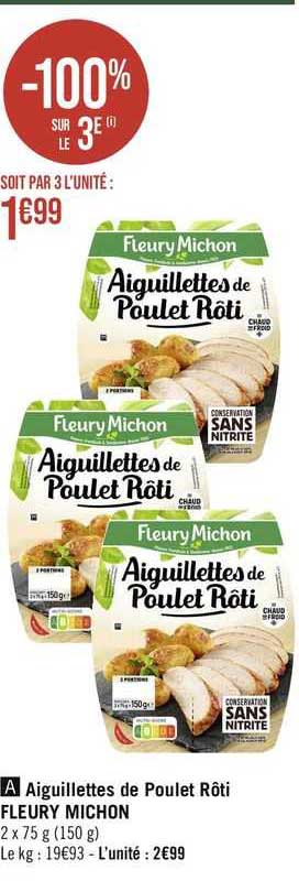 aiguillettes de poulet rôti fleury michon