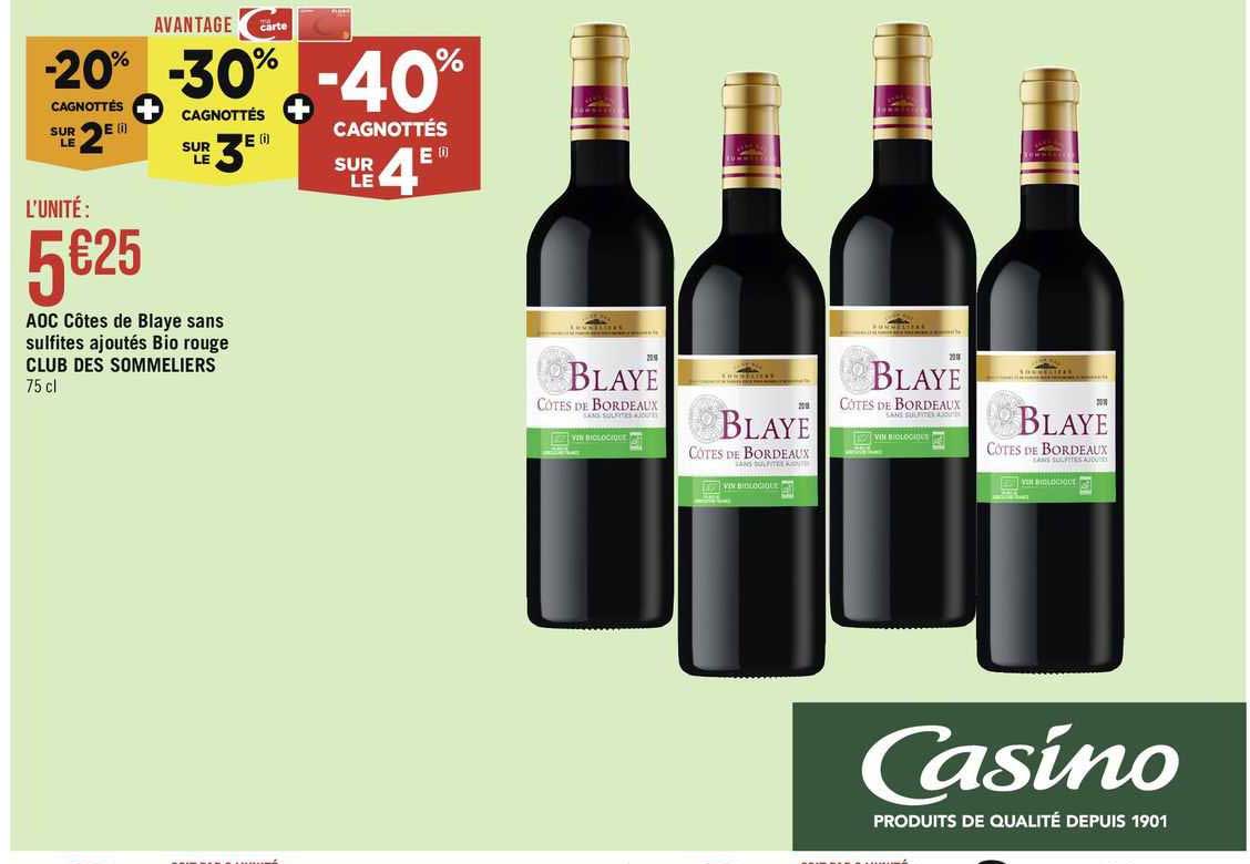 aoc côtes de blaye sans sulfites ajoutés bio rouge club des sommeliers