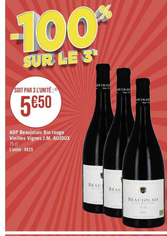 aop beaujolais bio rouge vieilles vignes j.m.aujoux