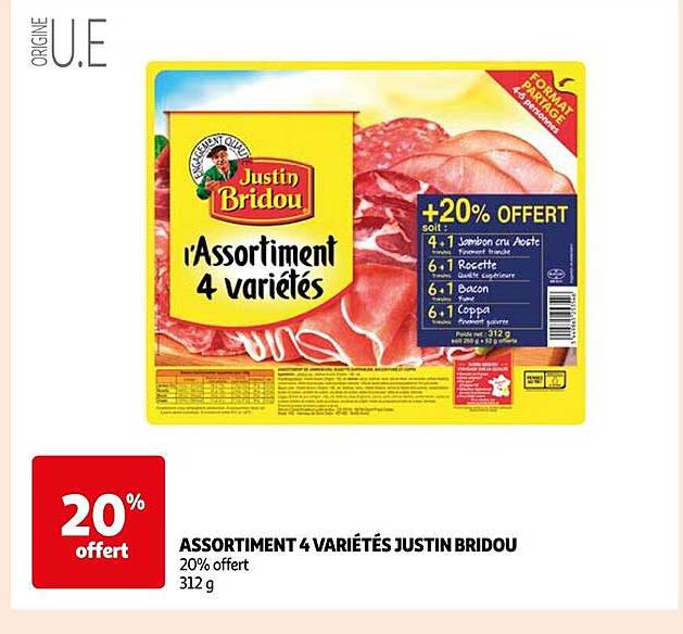 assortiment 4 variétés justin bridou