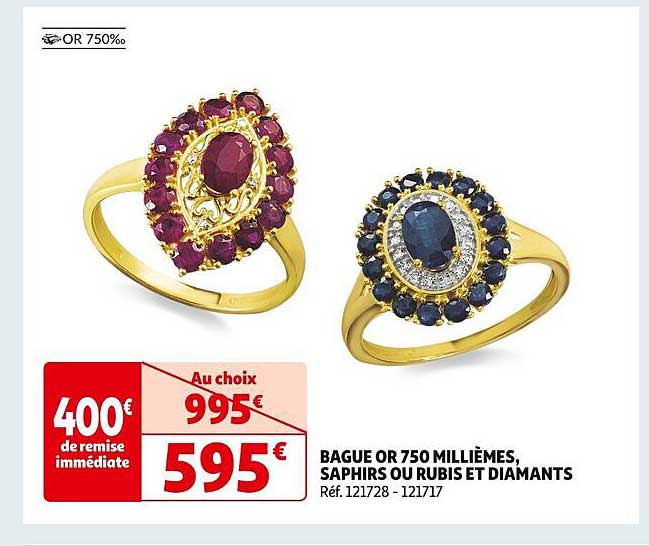 bague or 750 millièmes, saphirs ou rubis et diamants