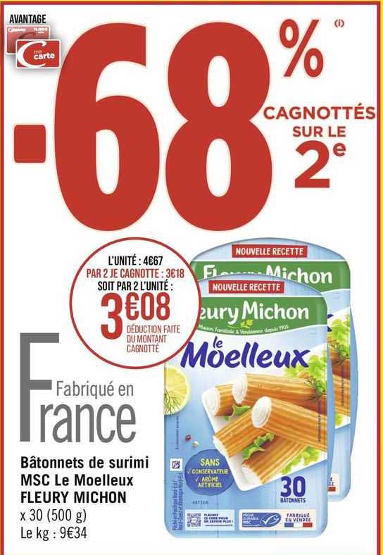 Bâtonnets De Surimi Msc Le Moelleux Fleury Michon