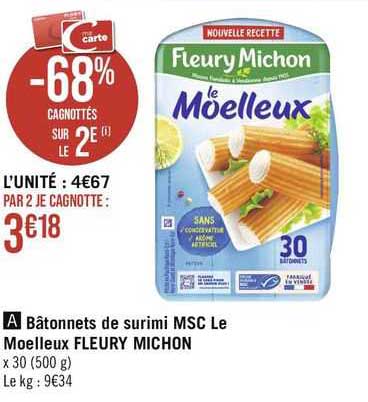 bâtonnets de surimi msc le moelleux fleury michon