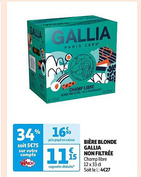 Bière Blonde Gallia Non Filtrée