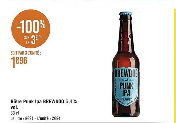 bière punk ipa brewdog 5,4% vol.