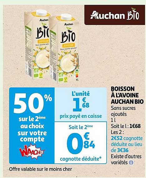 boisson à l'avoine auchan bio