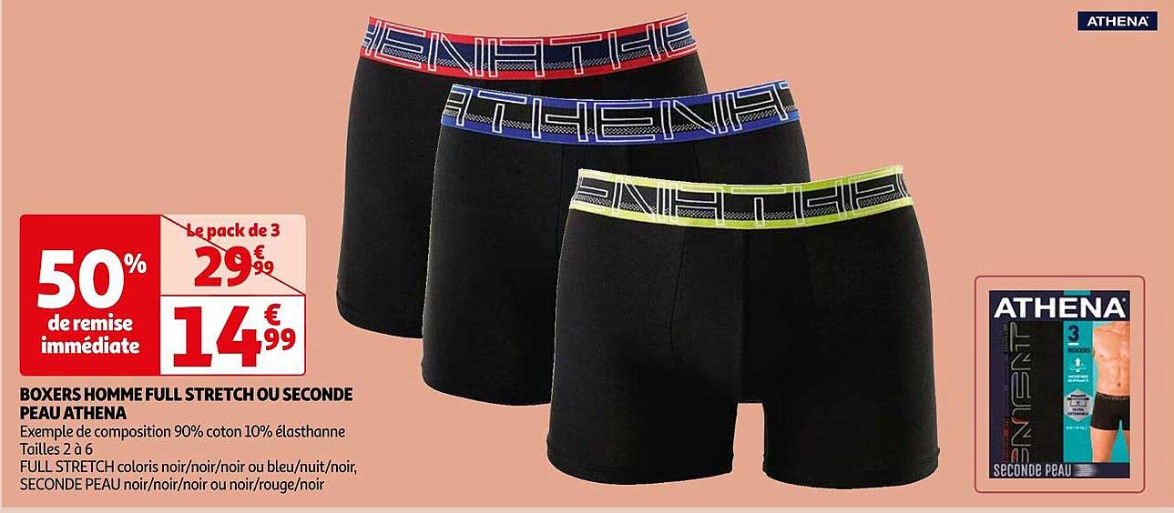 boxers homme full stretch ou seconde peau athena