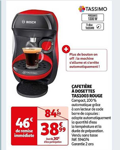 cafetière à dosettes tas1003 rouge