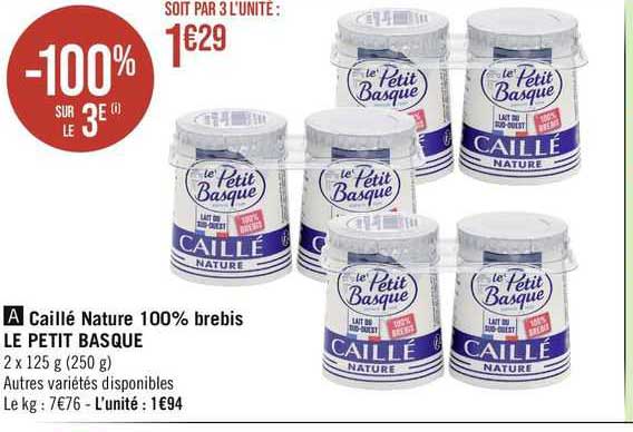 caillé nature 100% brebis le petit basque
