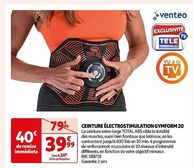 ceinture électrostimulation gymform 20 venteo
