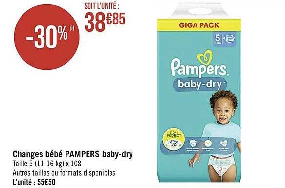 changes bébé pampers baby-dry