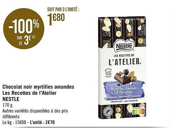 chocolat noir myrtilles amandes les recettes de l'atelier nestlé