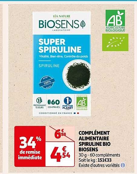 complément alimentaire spiruline bio biosens
