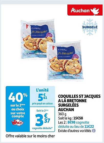 coquilles st jacques à la bretonne surgelées auchan