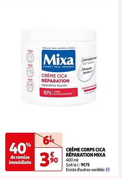crème corps cica réparation mixa