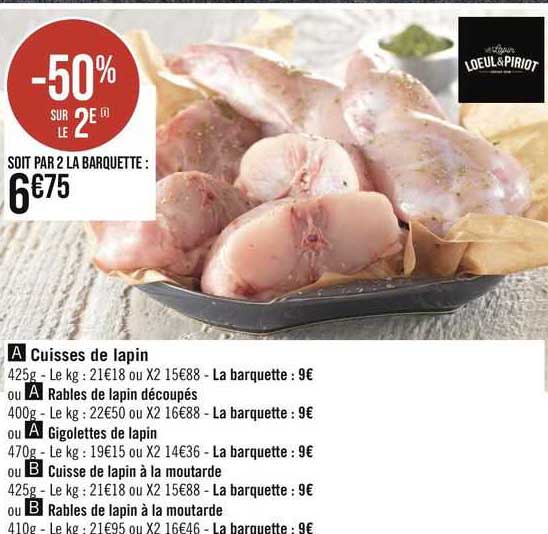 cuisses de lapin ou râbles de lapin découpés ou gigolettes de lapin ou cuisse de lapin à la moutarde ou râbles de lapin à la moutarde