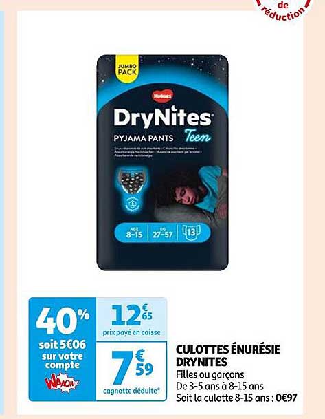 culottes énurésie dry nites