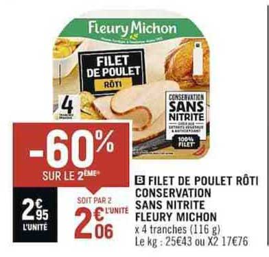 filet de poulet rôti conservation sans nitrite fleury michon
