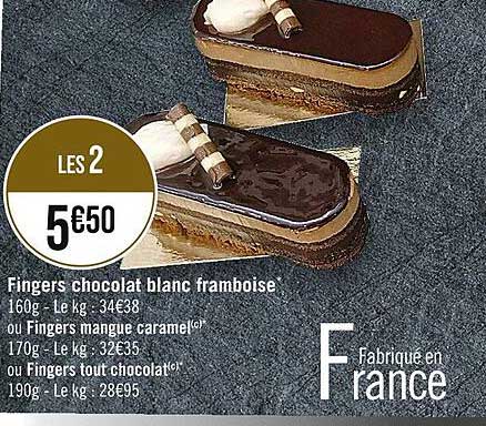 Fingers Chocolat Blanc Framboise Ou Fingers Mangue Caramel Ou Fingers Tout Chocolat