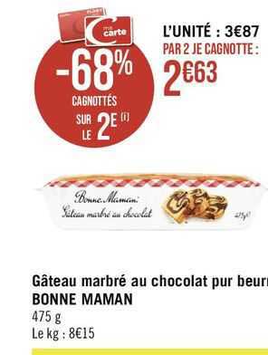 gâteau marbré au chocolat pur beurre bonne maman