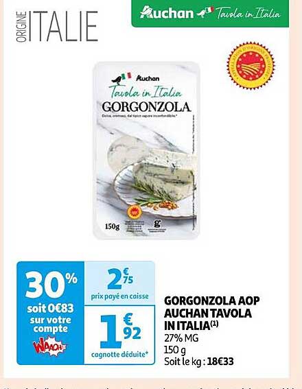 Gorgonzola Aop Auchan Tavola In Italia