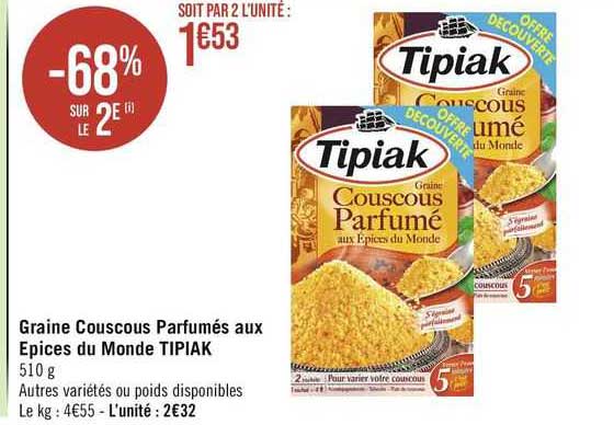 graine couscous parfumés aux épices du monde tipiak