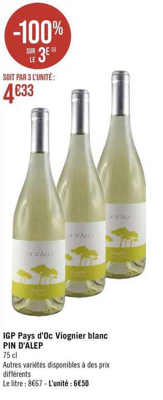 igp pays d'oc viognier blanc pin d'alep