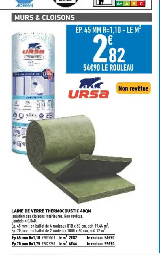 Laine De Verre Thermocoustic 40on Ursa