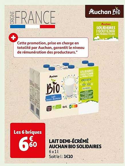 lait demi-écrémé auchan bio solidaires