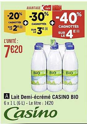 lait demi-écrémé casino bio