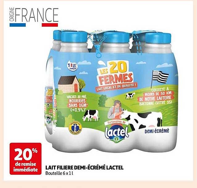 lait filière demi-écrémé lactel