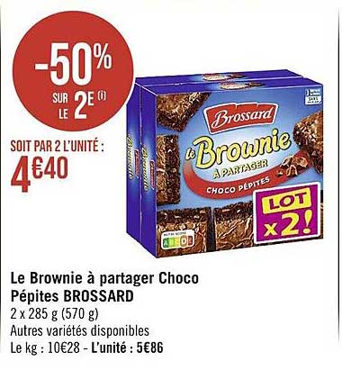 le brownie à partager choco pépites brossard